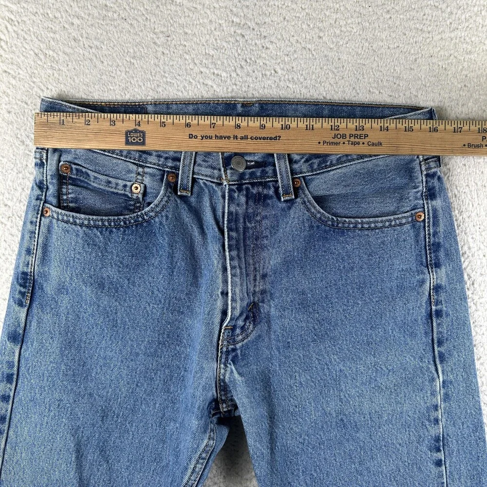Levis 505 Jeans Mens 32x29 Blue Denim Medium Wash Straight Leg Zip Fly Classic